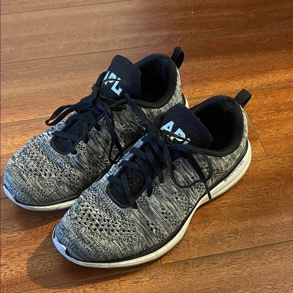 APL Black and White Knit Running Shoes